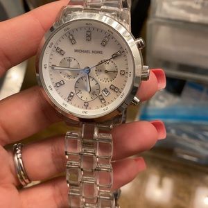 Michael Kors Watch Clear with Silver Hardware